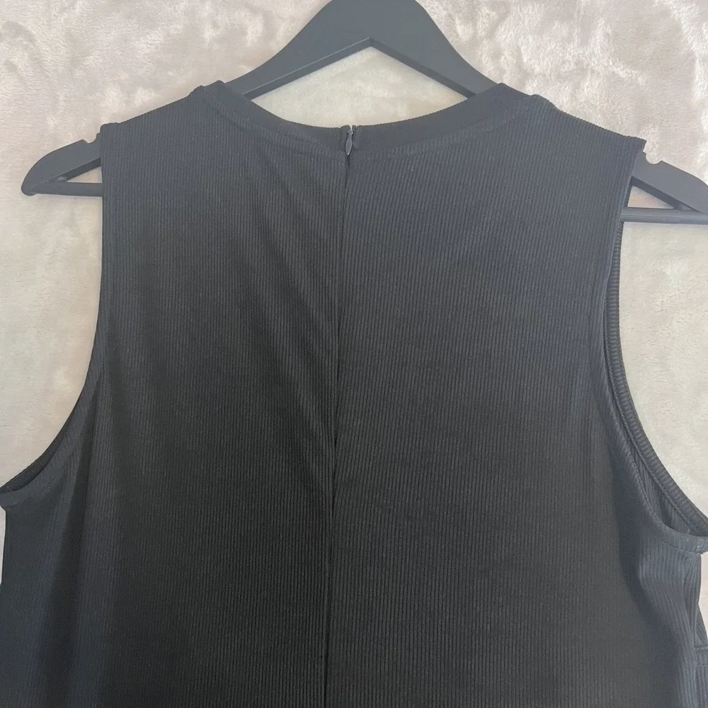 Cider Jumpsuit Womens XL Black Wide Leg Ribbed Stretch Minimalist Travel Comfort